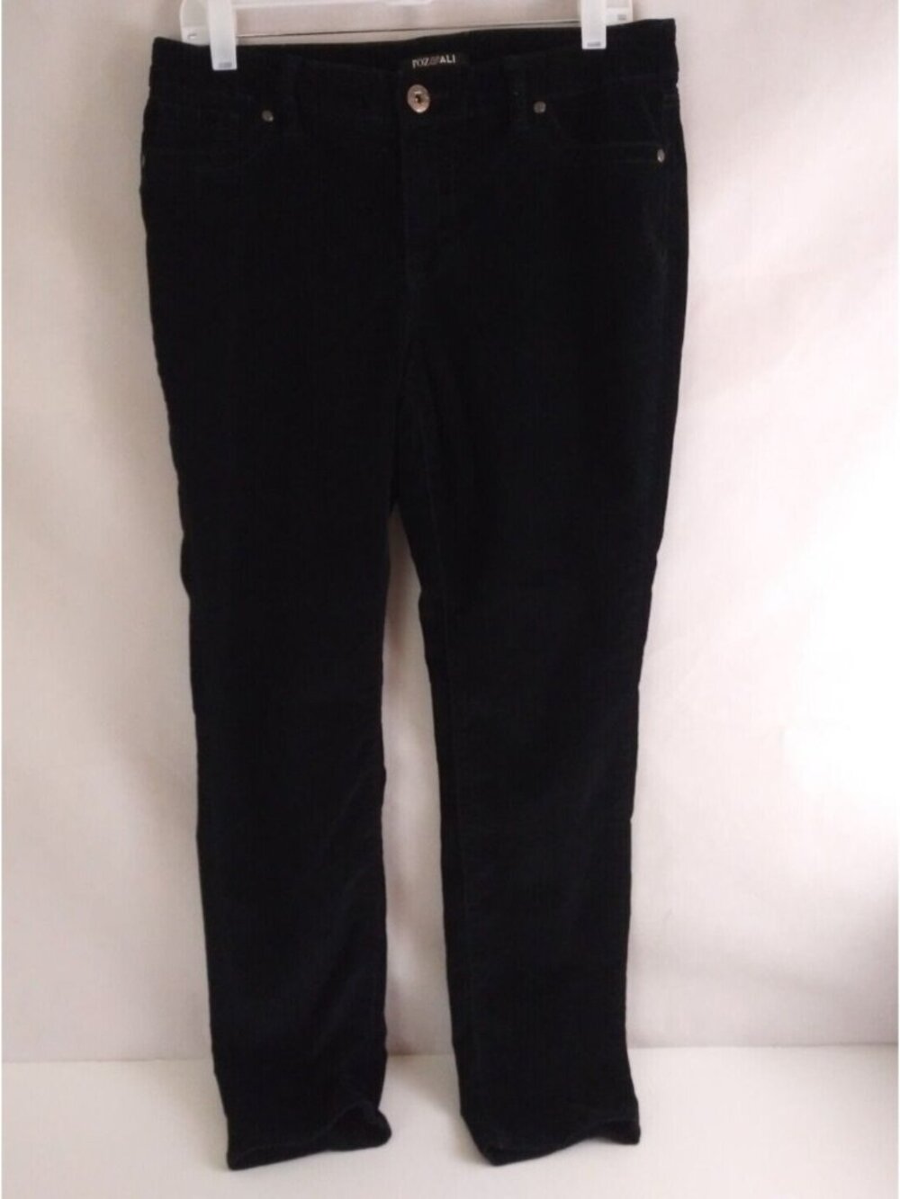Roz & Ali Women's Jet Black Corduroy Straight Leg Jeans Size 10